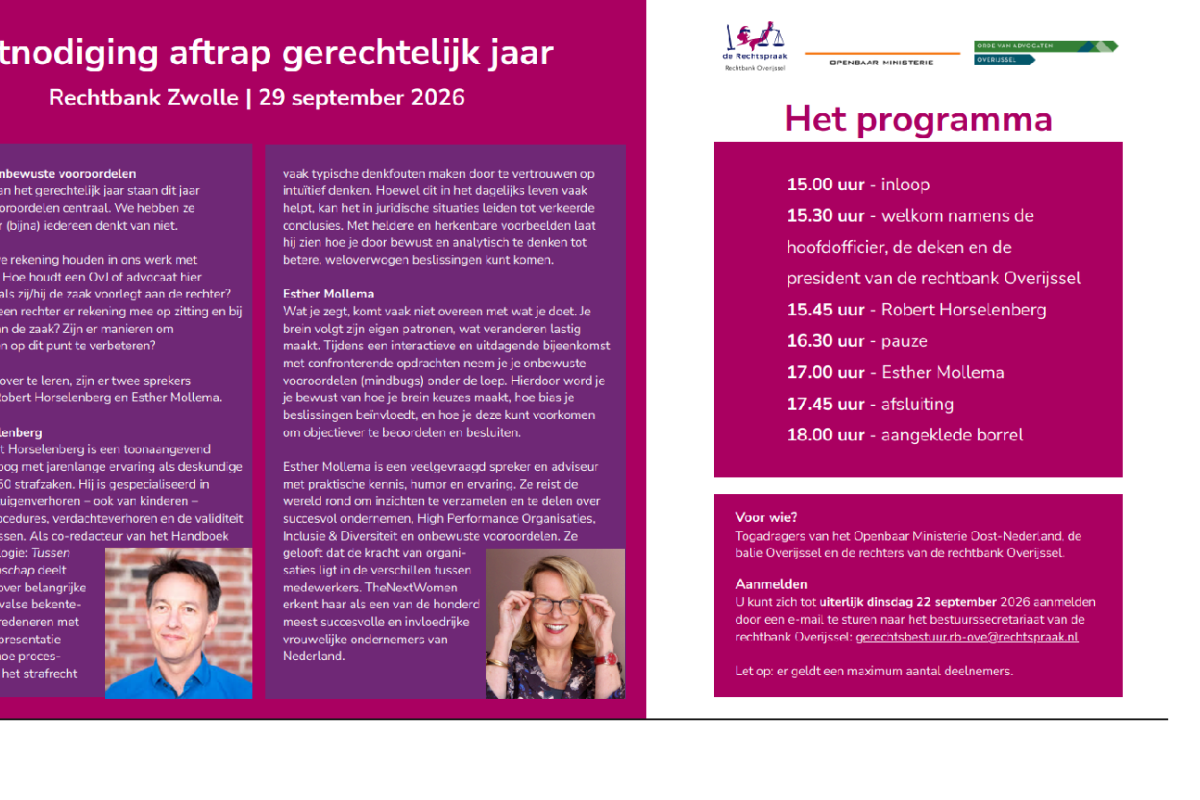 Uitnodiging aftrap gerechtelijk jaar